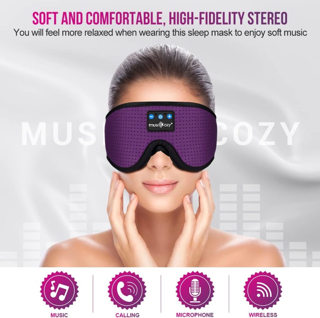 MUSICOZY Sleep Headphones Bluetooth 5.2 Headband Breathable 3D Sleeping Headphones, Wireless Music Eye Mask Earbuds for Side Sleepers Office Air Travel Cool Tech Gadgets Mom Women : Electronics