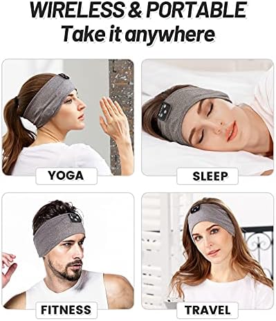 Perytong Sleeping Headphones Bluetooth Headband, Soft Sleep Headband Headphones Long Time Play Sleep Headphones Bluetooth with Built in Speakers Perfect for Sleep,Workout,Running,Yoga,Travel