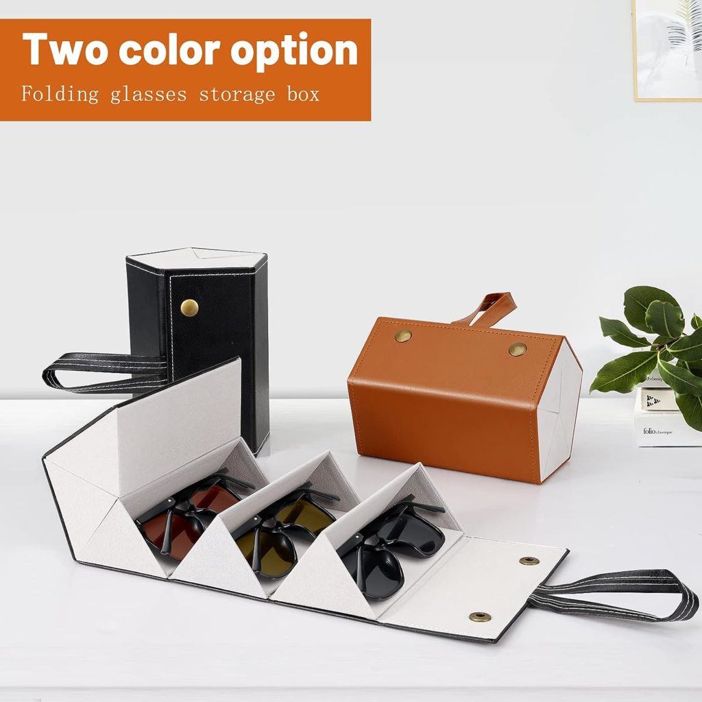 ZKFLLO 2 Pack Sunglasses Organizer with 5 Slots, Travel Glasses Case Multiple Pairs Portable Eyeglasses Storage Case